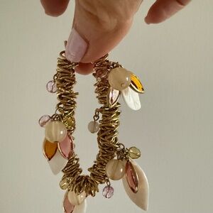 Elegant Gold and Pink Leaf Earrings